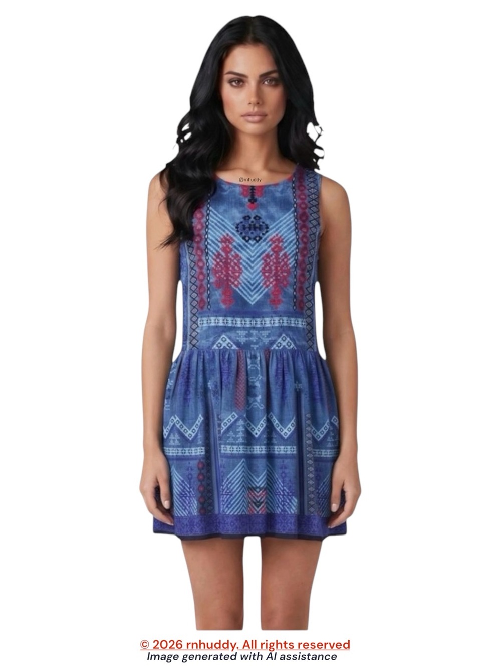 1st Sight S blue embroidered sleeveless dress